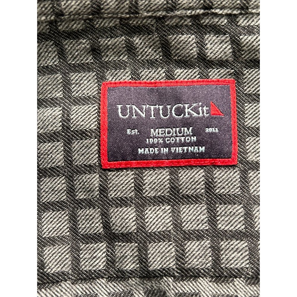 Untuckit Mens Black Gray Long Sleeve‎ Button Up Shirt Size Medium - Picture 7 of 9